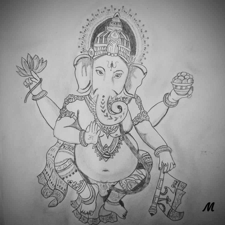 Lord Ganapathi Drawing by sowbarnika dorairaj | Saatchi Art