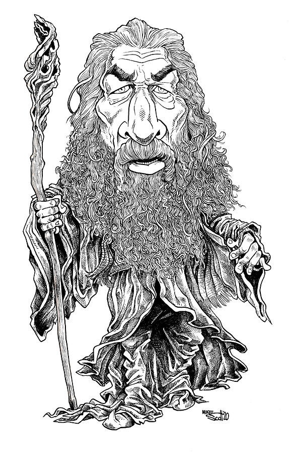 Gandalf the Grey Drawing by Mike Scott