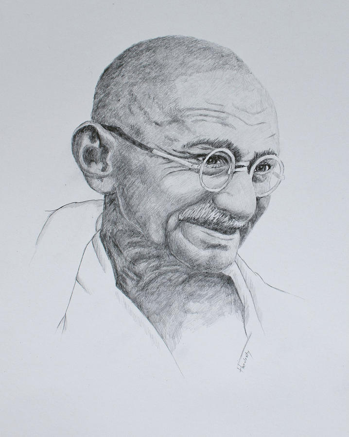 Gandhi Drawing by David Hardesty
