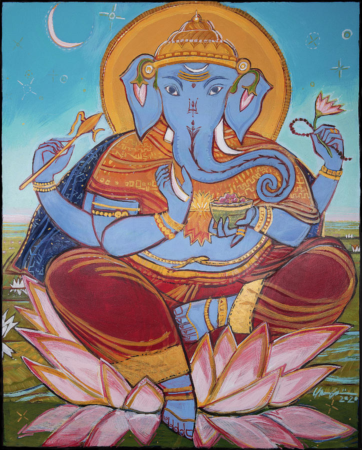 Elephant Painting - Ganesh by Christa Grimm