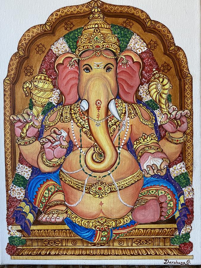 Ganesha Blessing Painting by Vanishka Designs - Fine Art America