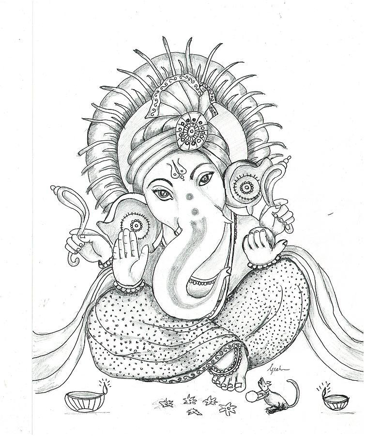 Ganesha Blessings Drawing by Sattvic Method Company - Fine Art America