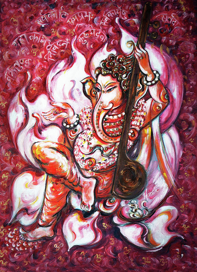 Ganesha - enjoying music Painting by Harsh Malik