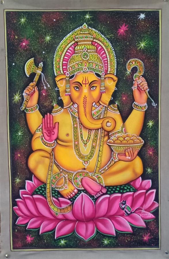 Ganesha Painting  Painting by Manish Vaishnav