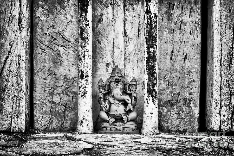 Black And White Photograph - Ganesha The Elephant God Monochrome by Tim Gainey