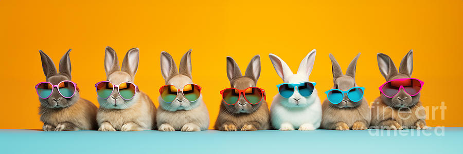 Gang of bunnies with sunglasses Photograph by Delphimages Photo Creations