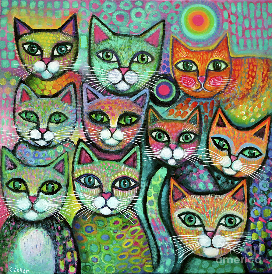 Gang of Cute Kittens Painting by Karin Zeller