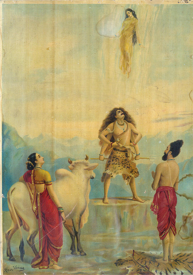 Gangavataran The Descent of Ganga Painting by Raja Ravi Varma - Pixels