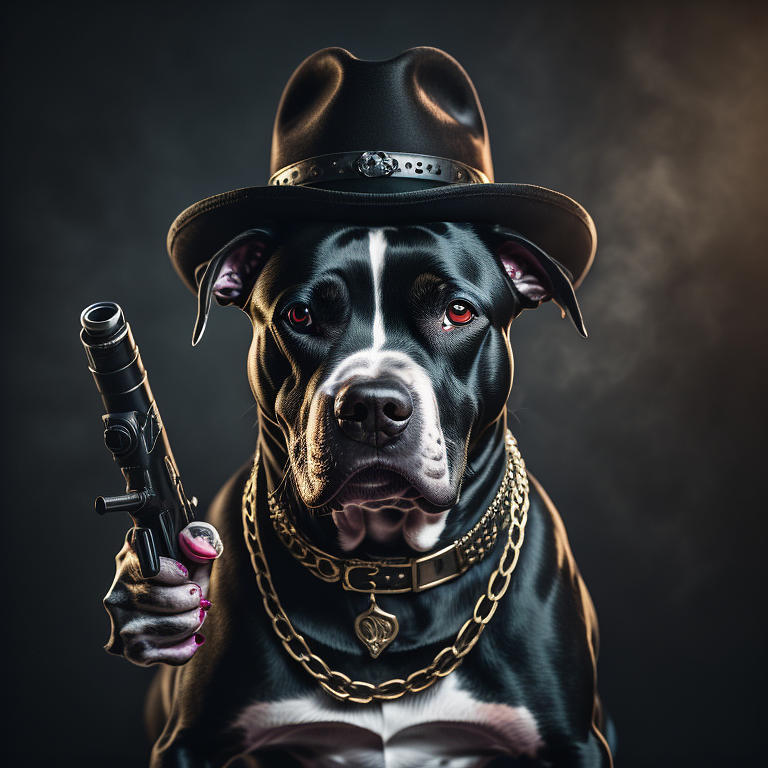 Gangsta cowboy pitbull wearing a gold chain Digital Art by Lloyd ...