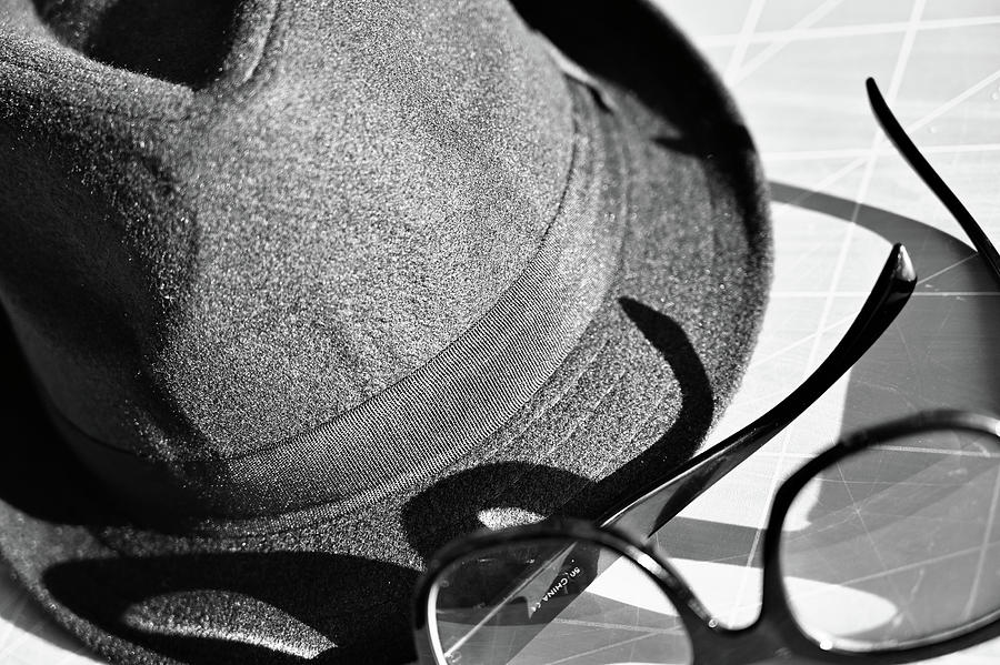 Gangster Fedora And Black Rimmed Work Glasses Photograph