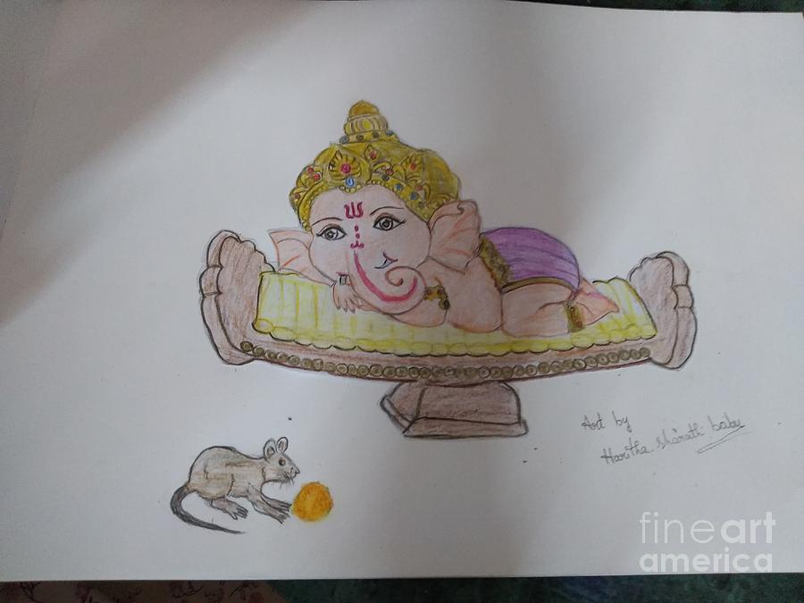 Ganpati Bappa Drawing by Haritha A B - Pixels