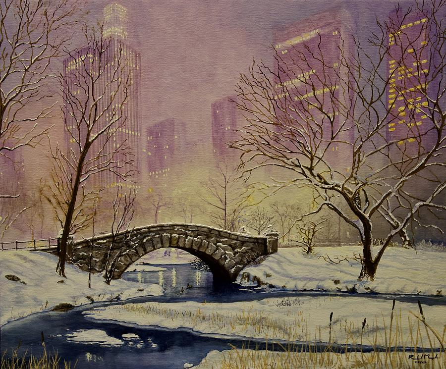 New York City Painting - Gapstow Bridge New York City by Roland Miguel