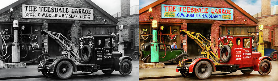 Garage - The Teesdale Garage 1930 - Side by Side Photograph by Mike Savad