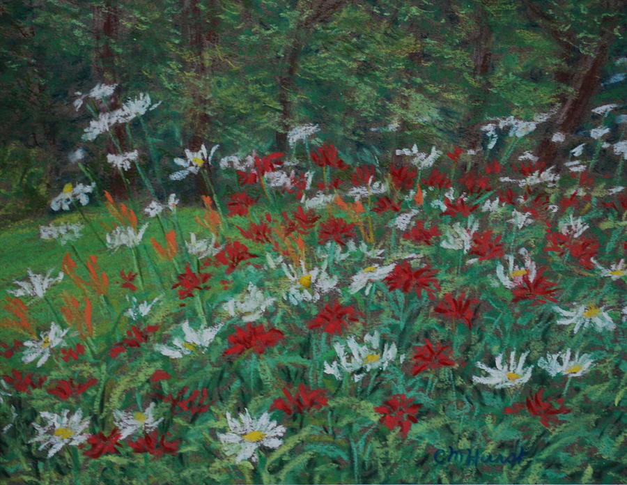 Garden Against The Woods Painting by Collette Hurst