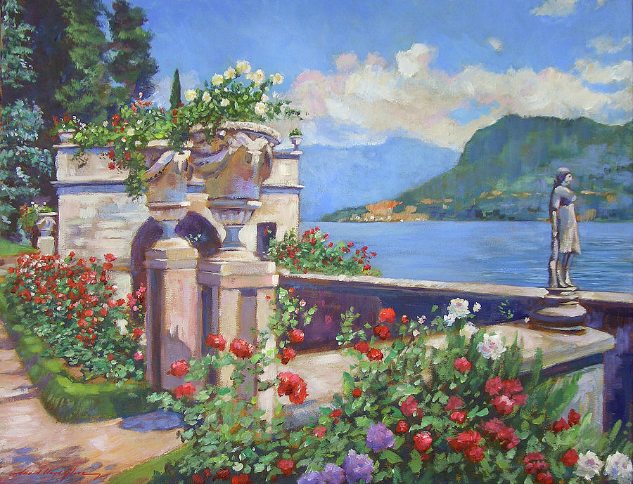 Garden At The Lakeshore Painting by David Lloyd Glover