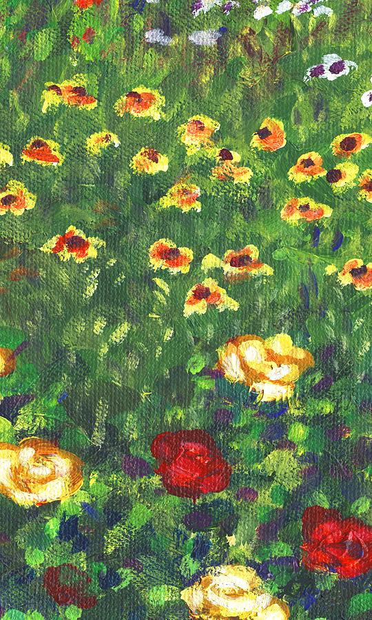 Garden Bloom Two panel three of three Painting by Linda Mears