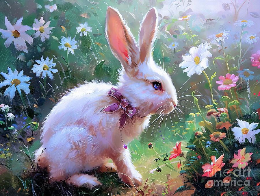 Garden Bunny  Digital Art by Elaine Manley