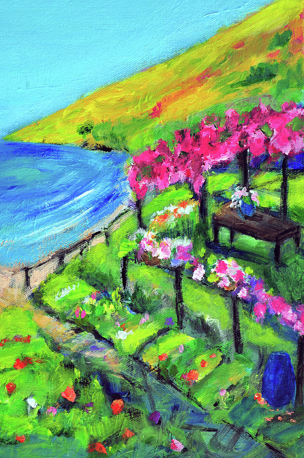  Garden by the ocean Painting by Haleh Mahbod