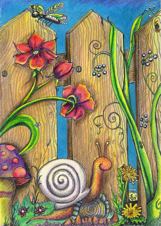 Garden Fence Drawing by Vicki Noble