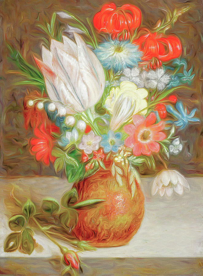 Garden Flower Bouquet  Mixed Media by Susan Hope Finley