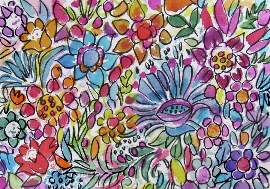 Garden Flower Pattern Painting by Jean Batzell Fitzgerald