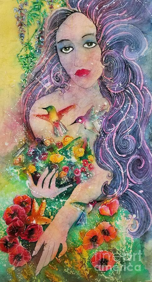 Garden Goddess of the Hummingbird  Painting by Carol Losinski Naylor