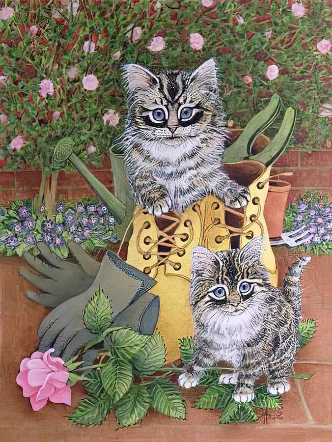 Garden Helpers Cat Drawing by DHBubble - Fine Art America