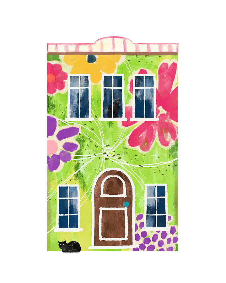 Garden House- Art by Linda Woods Mixed Media by Linda Woods