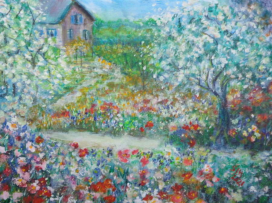 Garden in White Painting by Sarah Hornsby