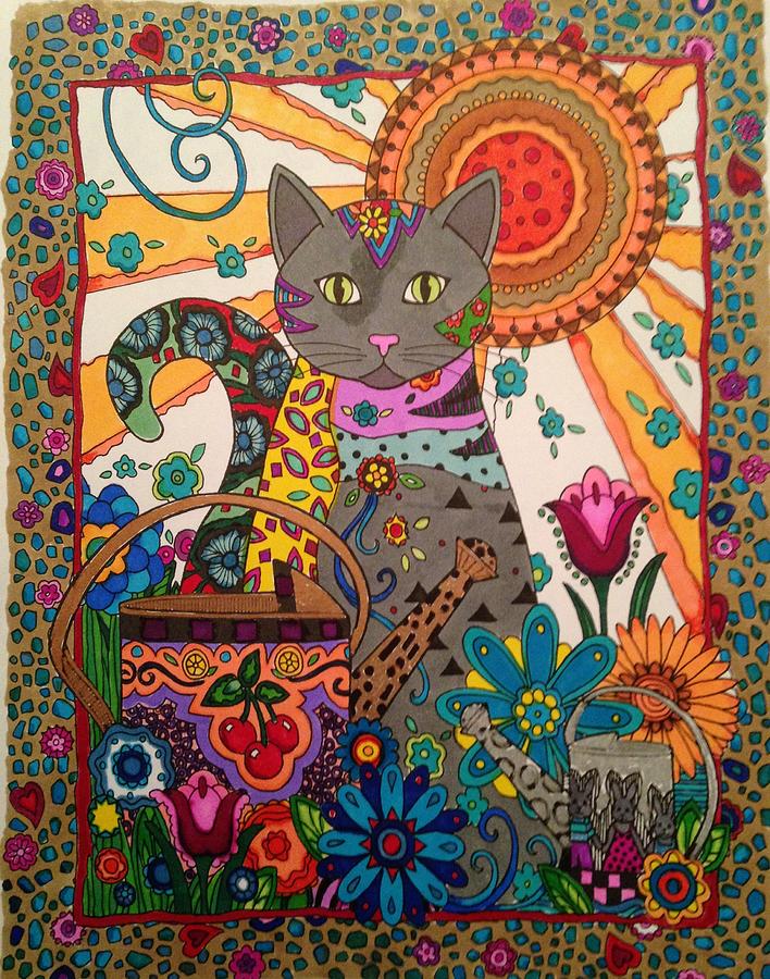 Garden kitty Drawing by Kris Morrow - Fine Art America