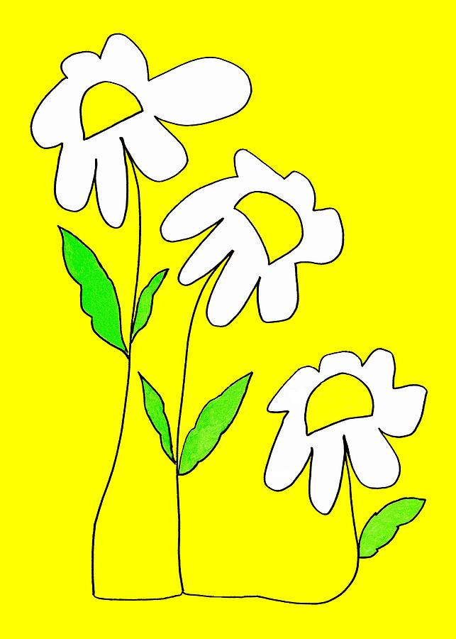 Garden of 3 in yellow Drawing by Francine Rondeau