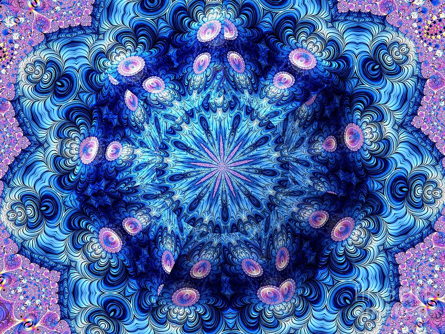 Garden of Abalone Shells Floating On The Blue Lagoon Fractal Abstract Kaleidoscope Digital Art by Rose Santuci-Sofranko