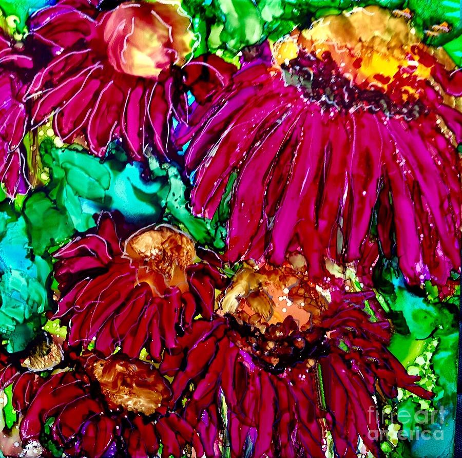 Garden of Cone Flowers Painting by Eunice Warfel