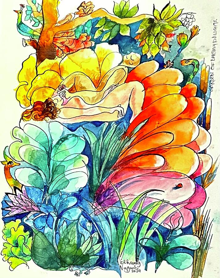 Garden of earthly delights Painting by Elhamy Naguib Garden of earthly delights Painting by Elhamy Naguib