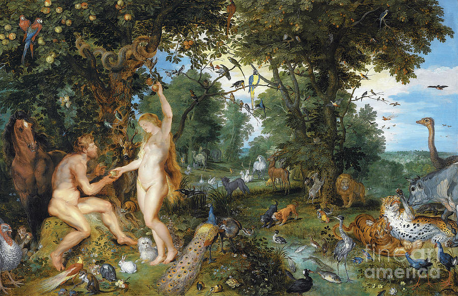 Peter Paul Rubens Painting - Garden of Eden - Adam and Eve by Sad Hill - Bizarre Los Angeles Archive