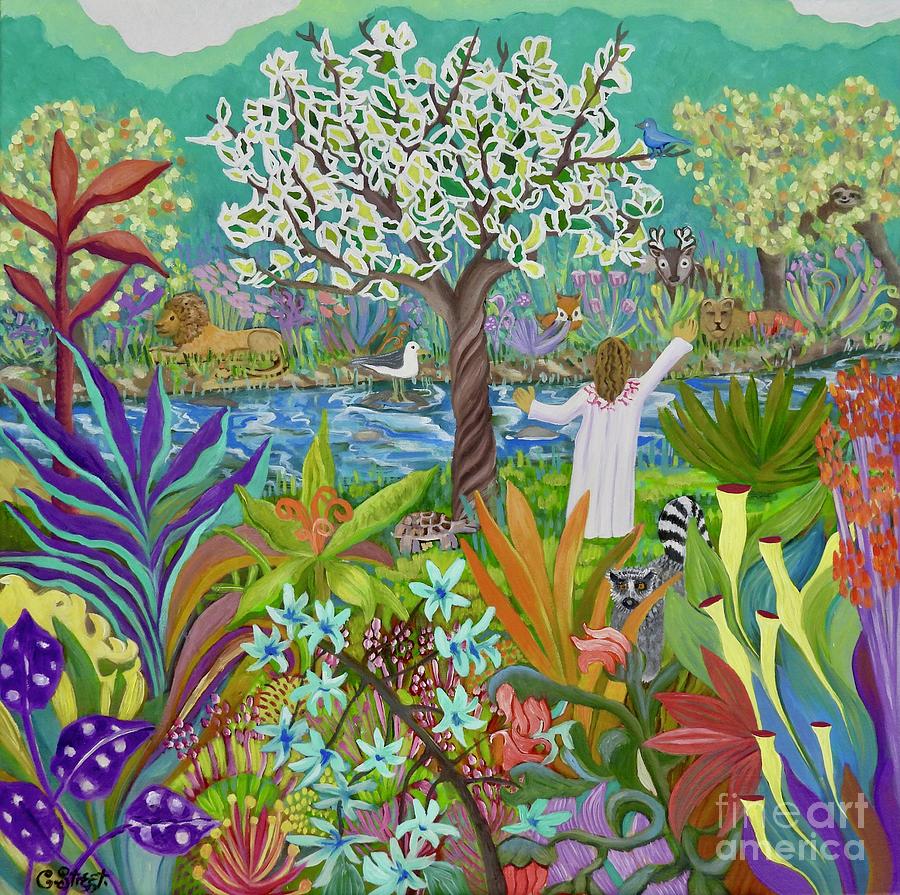 Garden Of Eden Painting - Garden of Eden.Walking with God.  by Caroline Street
