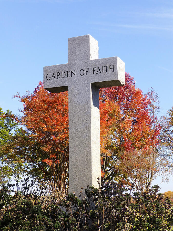 Fall Photograph - Garden of Faith Cross  by Alan Kirby