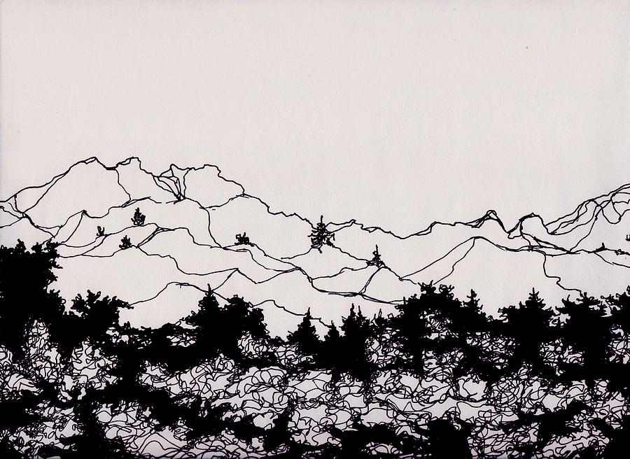 Garden of Gods Contour Drawing by Stephanie Hollingsworth