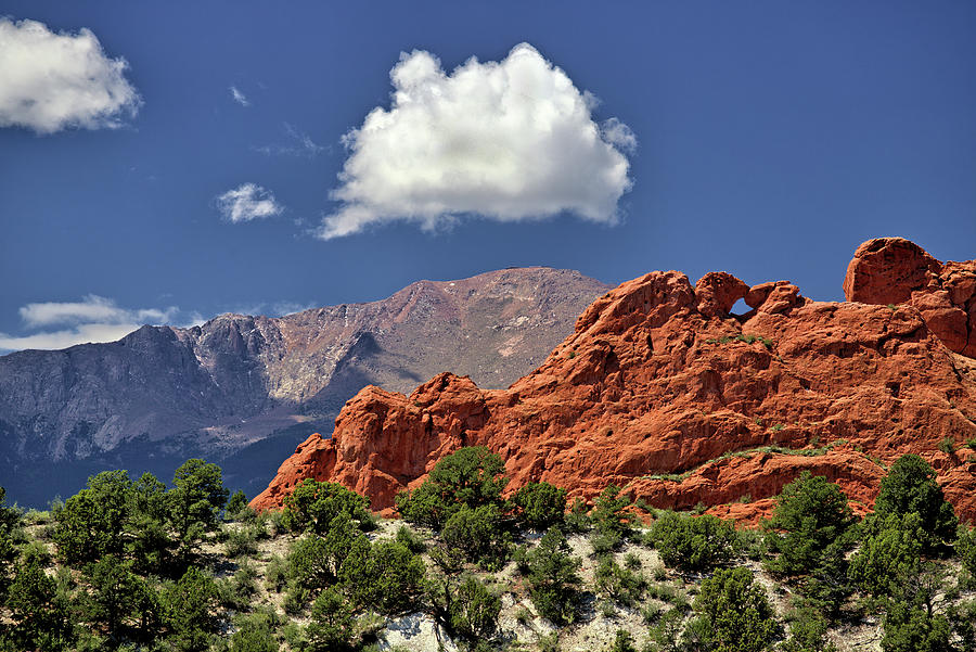Garden of the Gods and Pikes Peak Photograph by Bob Falcone
