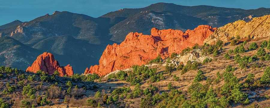 Garden of the Gods at First Light, Panorama Photograph by Marcy Wielfaert