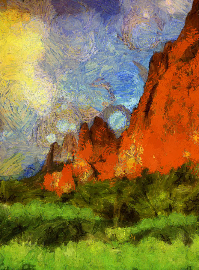 Garden Of The Gods Van Gogh Style Painting by Dan Sproul