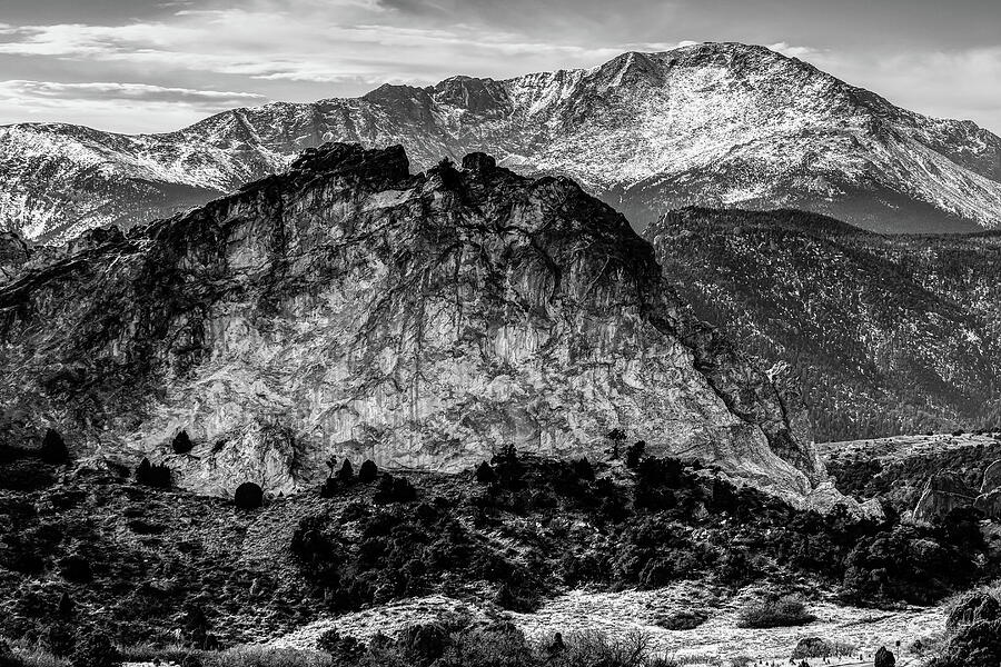 Garden Of The Gods With Pikes Peak In Colorado Springs - Black and ...