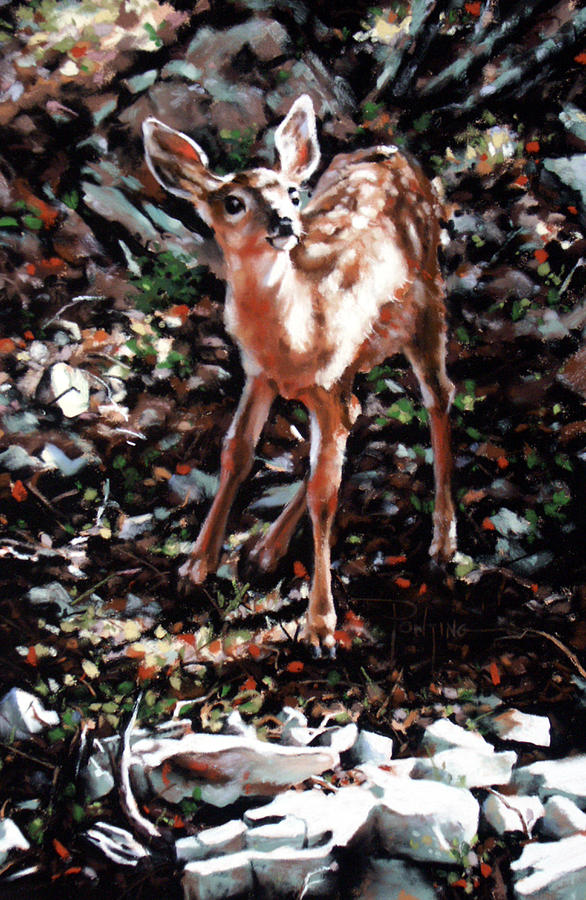 Deer Painting - Garden Ornament by Dianna Ponting