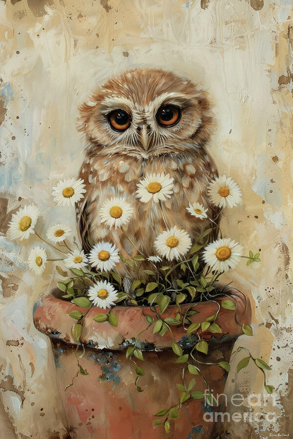 Garden Owl Painting by Tina LeCour