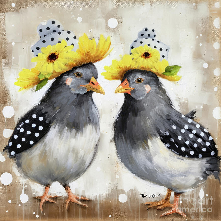 Garden Party Chicks Painting by Tina LeCour