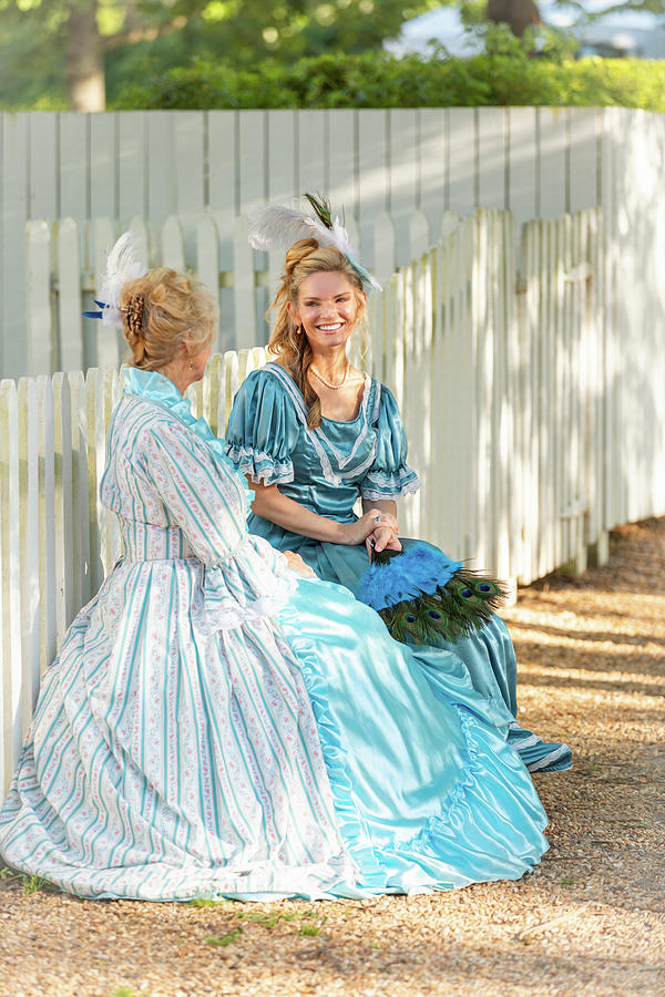 Garden Party Ladies Dressed in Blue - Oil Painting Style Photograph by ...