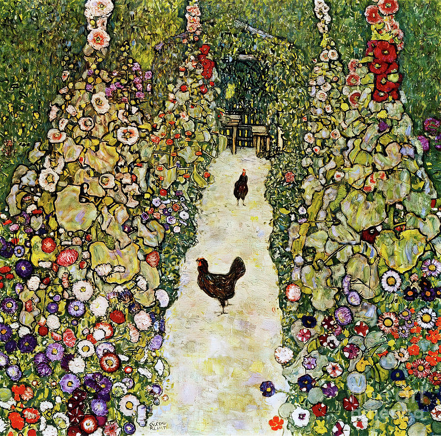 Gustav Klimt Painting - Garden Path with Chickens - Klimt by Gustav Klimt