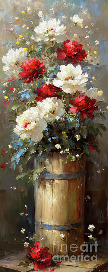 Garden Peonies In A Planter 3 Painting by Tina LeCour Garden Peonies In A Planter 3 Painting by Tina LeCour