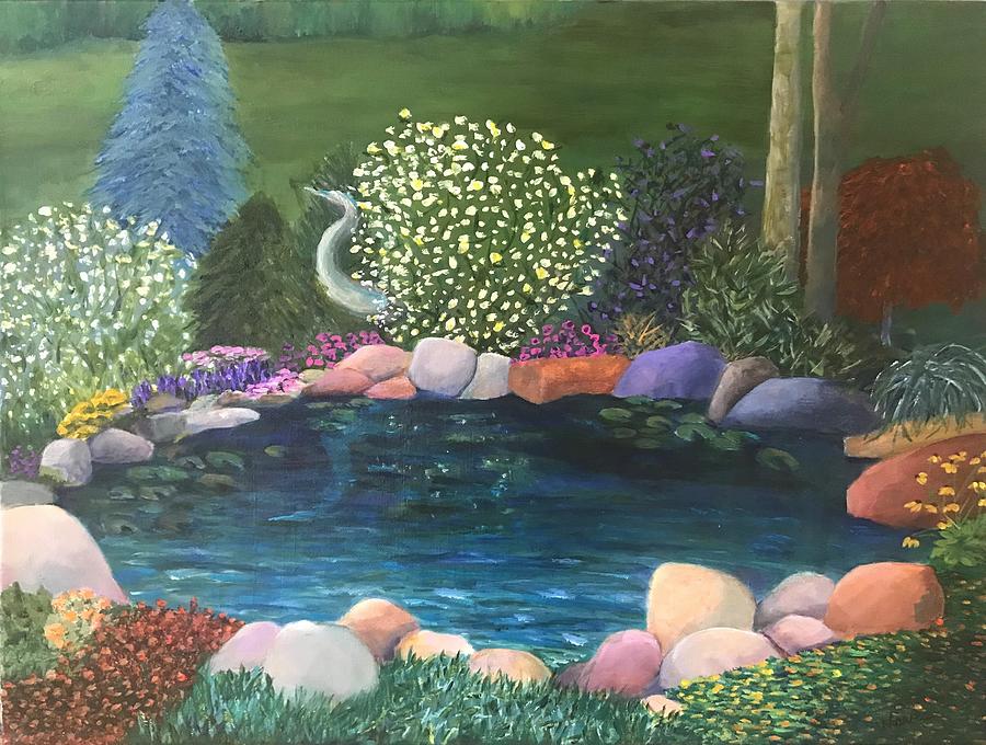 Garden Pond Painting by Deborah Naves