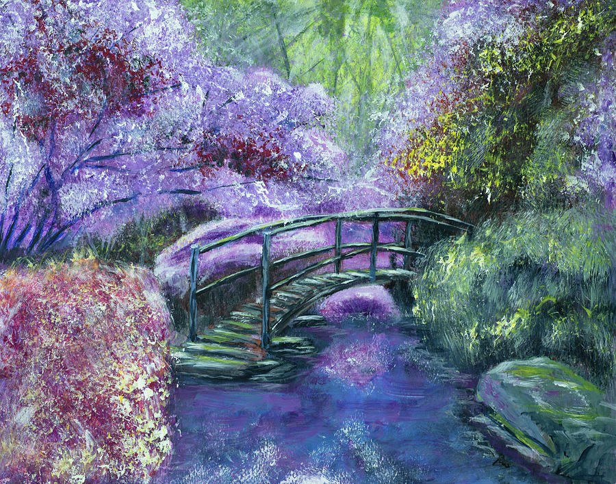 Garden Pond in Bloom Painting by Mark Ross